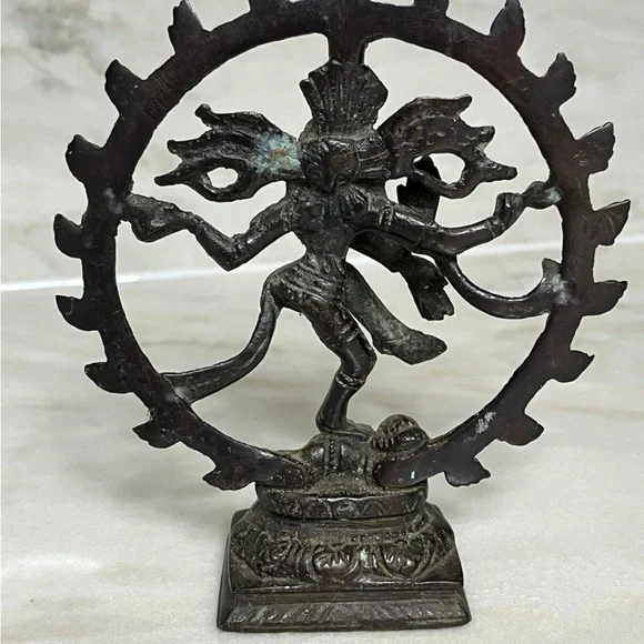Vintage Bronze Nataraja Dancing Shiva Hindu Statue - Picture 2 of 9